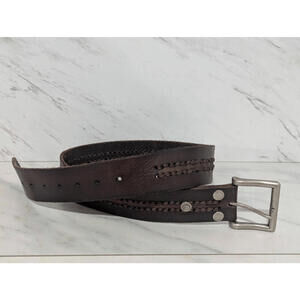 BKE Men's Brown Solid Leather Buckle Belt 1 3/4 Wide Size 34